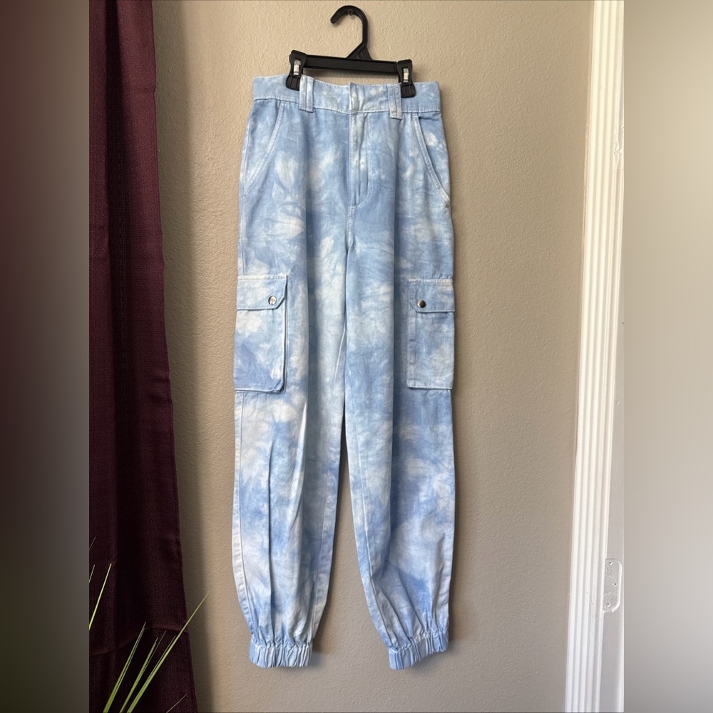 B6/3 Forever 21 High Waisted Denim Utility Cargo Joggers Size Extra Small